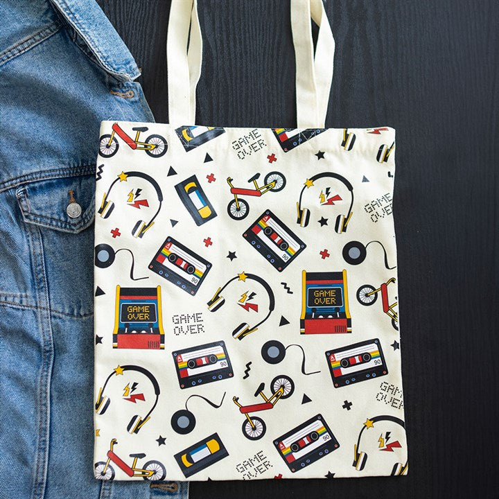 Retro 80s Print Polycotton Tote Bag