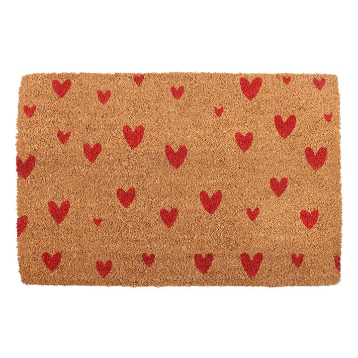 Natural Red Love Heart Doormat