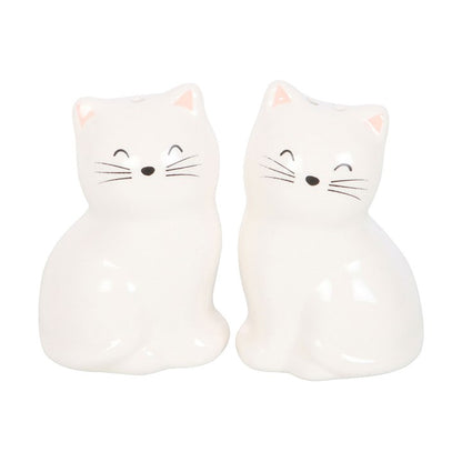White Cat Shaped Salt and Pepper Shakers